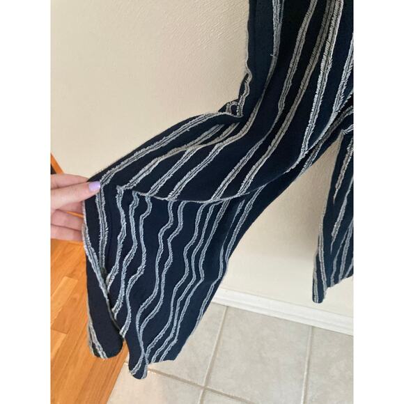 EUC Anthropologie Dolan Canovas Striped Cotton Blend Wide Leg Jumpsuit Navy S - Picture 13 of 15